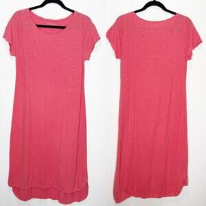 Eileen Fisher Shirt Hemp Cotton Dress Scoop Neck Coral